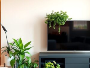 Rośliny obok telewizora: jak wybrać gatunki i zadbać o bezpieczną aranżację wnętrza